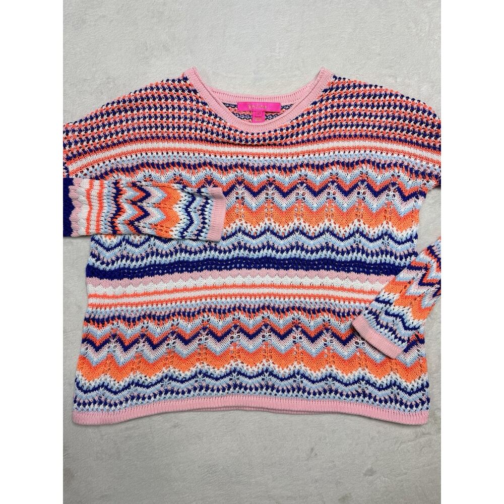 Lilly Pulitzer Samora Sweater Kitschy Coral Crochet Resort Cruise Florida SZ XS